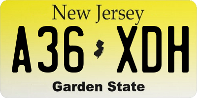 NJ license plate A36XDH