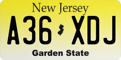 NJ license plate A36XDJ