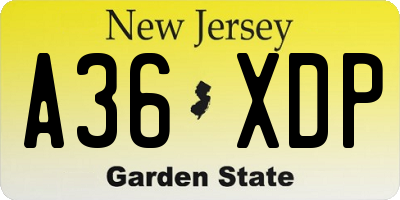 NJ license plate A36XDP