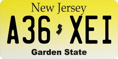 NJ license plate A36XEI
