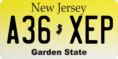NJ license plate A36XEP