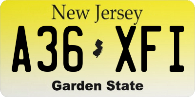 NJ license plate A36XFI
