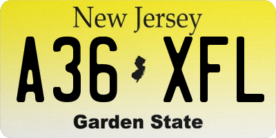 NJ license plate A36XFL