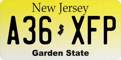 NJ license plate A36XFP