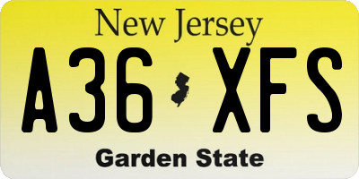 NJ license plate A36XFS