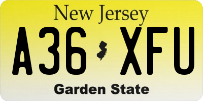 NJ license plate A36XFU
