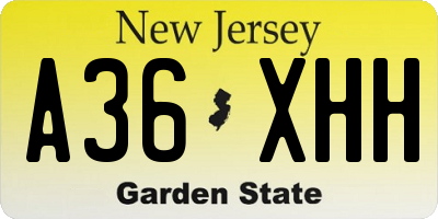 NJ license plate A36XHH