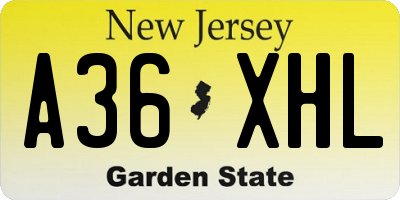 NJ license plate A36XHL