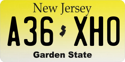 NJ license plate A36XHO