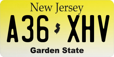 NJ license plate A36XHV