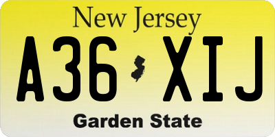 NJ license plate A36XIJ
