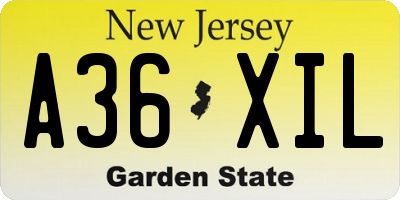 NJ license plate A36XIL