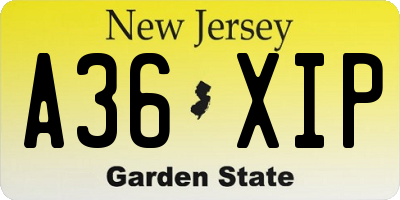 NJ license plate A36XIP