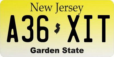 NJ license plate A36XIT
