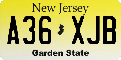 NJ license plate A36XJB
