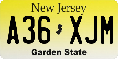 NJ license plate A36XJM