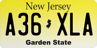 NJ license plate A36XLA