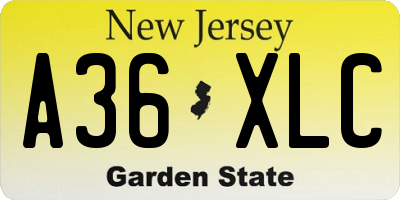 NJ license plate A36XLC