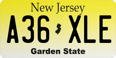 NJ license plate A36XLE