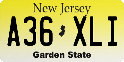 NJ license plate A36XLI