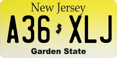 NJ license plate A36XLJ