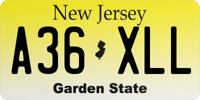 NJ license plate A36XLL