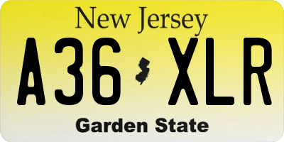 NJ license plate A36XLR