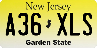 NJ license plate A36XLS