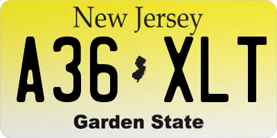 NJ license plate A36XLT