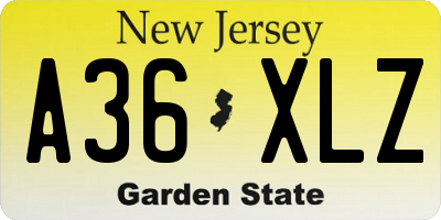 NJ license plate A36XLZ