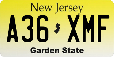 NJ license plate A36XMF