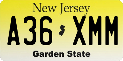 NJ license plate A36XMM