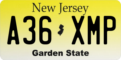 NJ license plate A36XMP