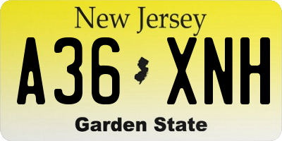 NJ license plate A36XNH