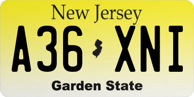 NJ license plate A36XNI