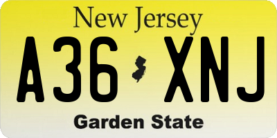 NJ license plate A36XNJ
