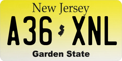 NJ license plate A36XNL