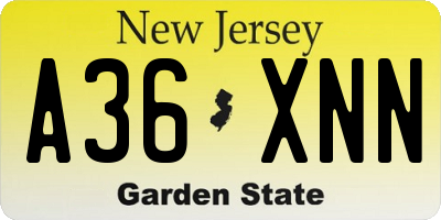 NJ license plate A36XNN