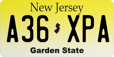NJ license plate A36XPA
