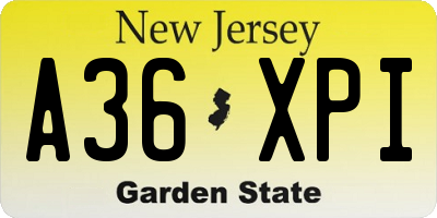 NJ license plate A36XPI