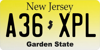 NJ license plate A36XPL
