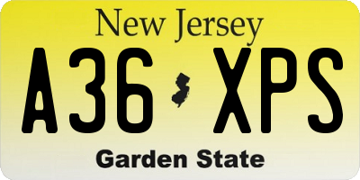 NJ license plate A36XPS