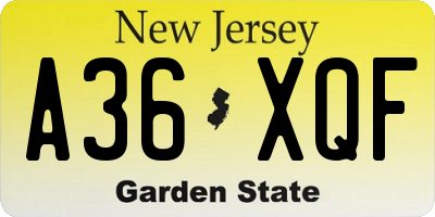 NJ license plate A36XQF