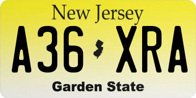 NJ license plate A36XRA