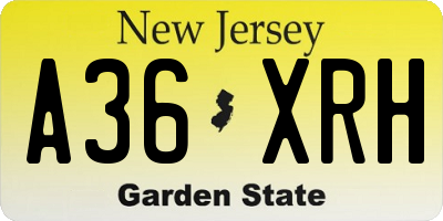 NJ license plate A36XRH