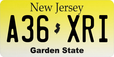 NJ license plate A36XRI