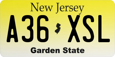 NJ license plate A36XSL