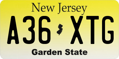 NJ license plate A36XTG