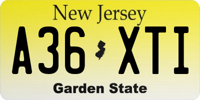 NJ license plate A36XTI