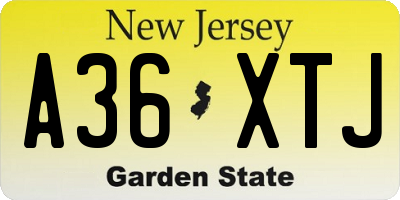 NJ license plate A36XTJ